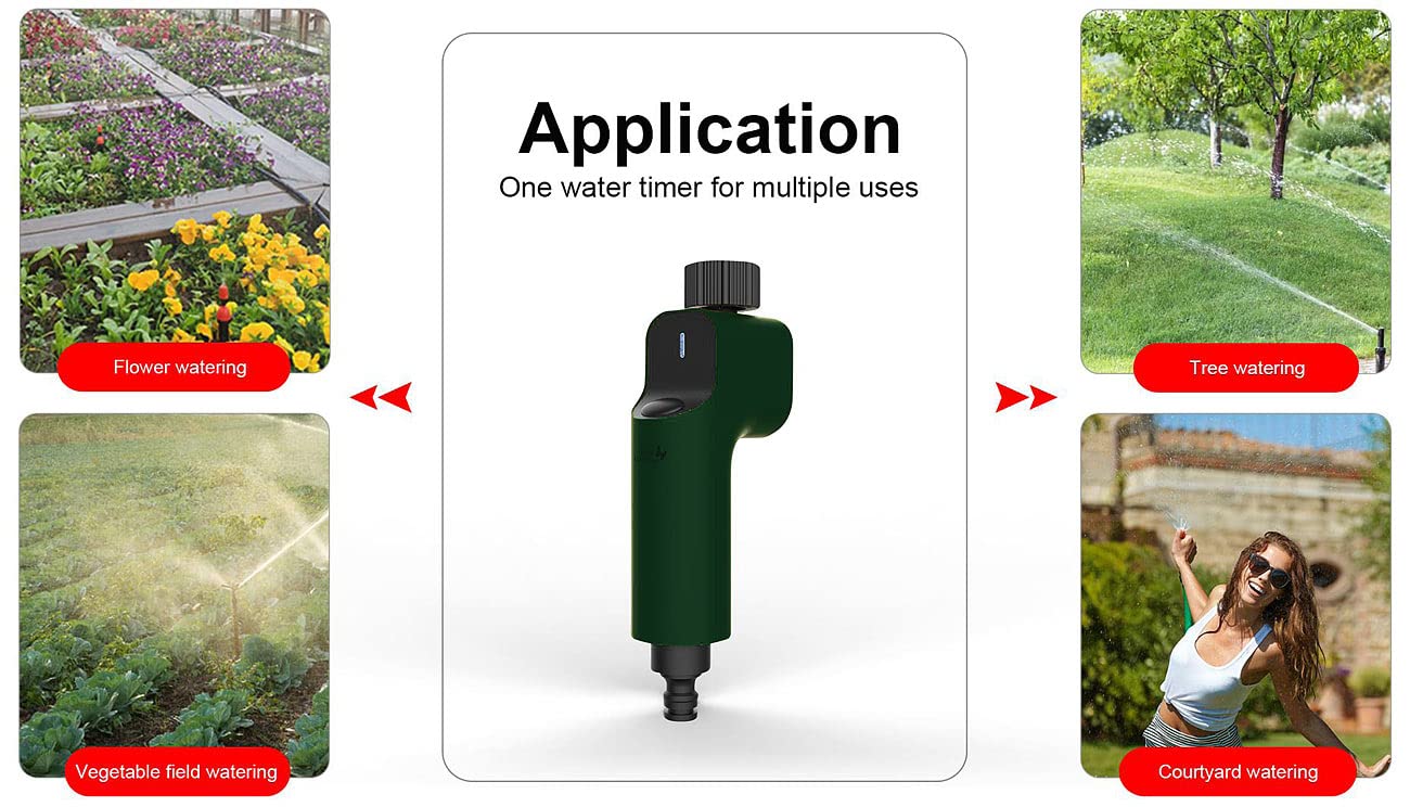 Luminea Home Control Ventil: ZigBee-Bewässerungscomputer + Boden-Feuchtigkeits- & Temperatursensor (Wasserzähler Gartenschlauch, Bewässerungssteuerungen ZigBee, Timer)