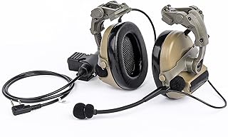 Comta II Tactical Headset with Arc rail adapter Multi-Angle Rotation Headphones Holder,Sound Pickup headset, with U94 PTT Kenwood 2 Pin for Arc rail helmet Hunting Shooting Airsoft - GLECTICAL