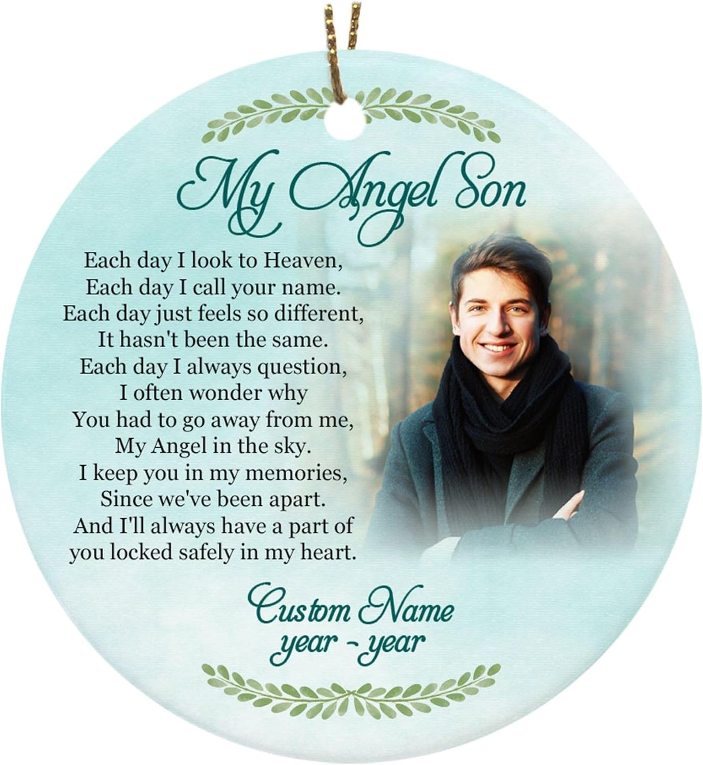 Personalized Memorial Ornament, Custom Memorial Christmas Ornament, Son Memorial