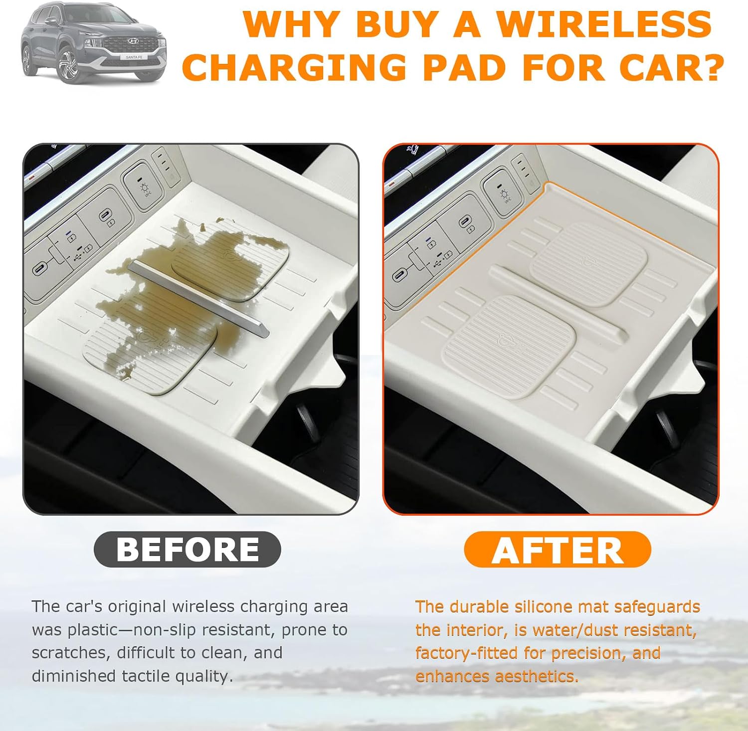 Wireless Charging Pad for 2024-2026 Hyundai Santa Fe Accessories image 5