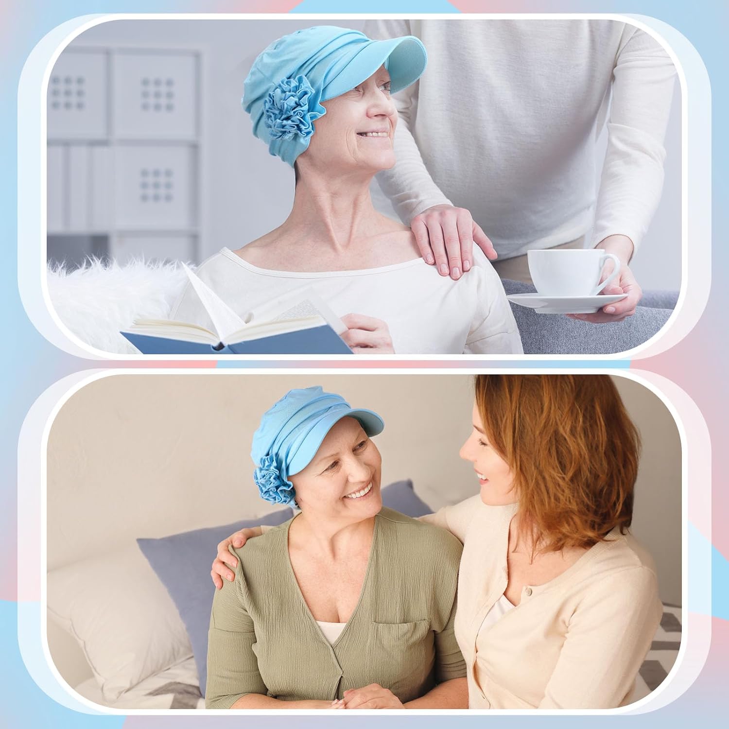 JenPen 6 Pcs Chemo Headwear for Women Brim Visor Head Cancer Hats Christmas Flower Turban Baseball Hat for Hair Loss Patient - Image 5