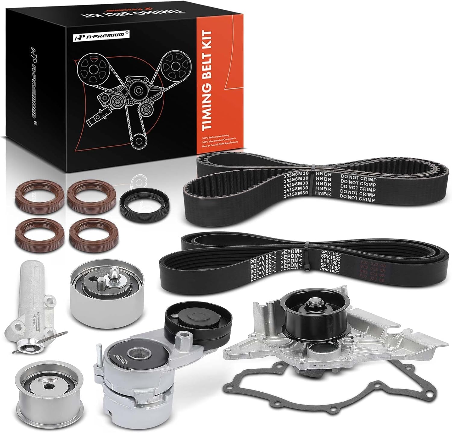 A-Premium Engine Timing Belt Kit with Water Pump Compatible with Volkswagen Passat 1998-2005 & Audi A4 1998-2001, A4 Quattro 1998-2001, A6 1999-2001, A6 Quattro 1999-2001 - 2.8L