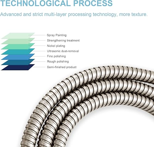 Miniatura 6 de OFFO Manguera de ducha, níquel cepillado de 48 pulgadas, sin torceduras, accesorio de manguera de ducha de mano galvanoplastia, manguera flexible