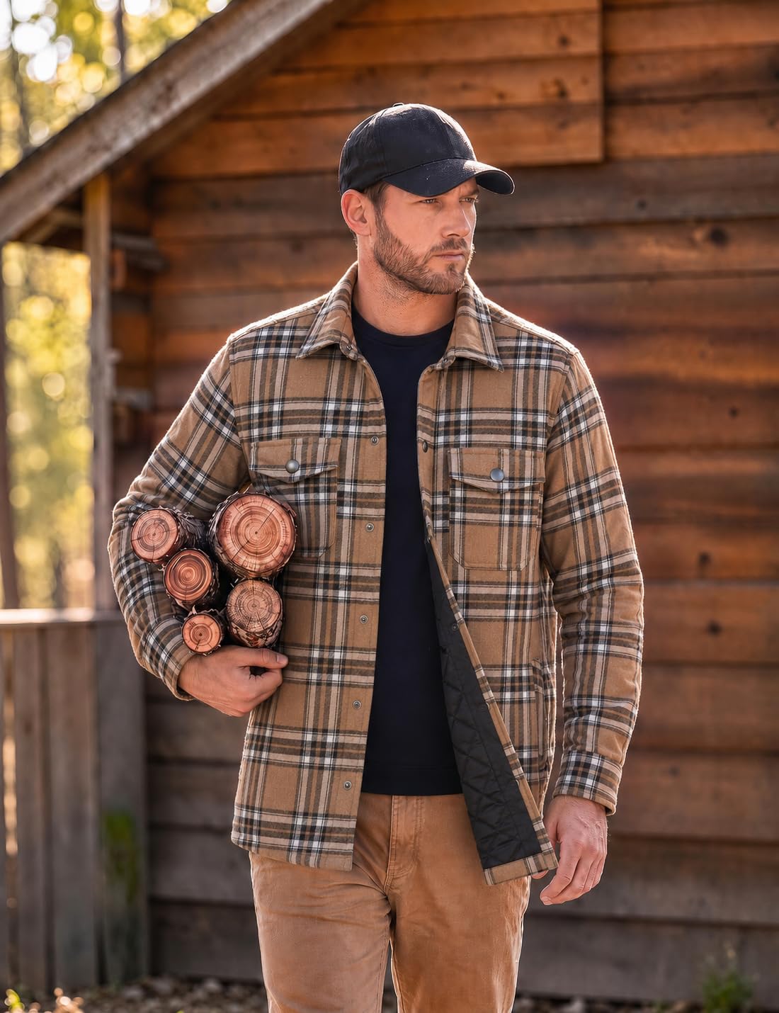 COOFANDY Hemdjacke Herren Winterjacke Warm Karierte Holzfällerjacke