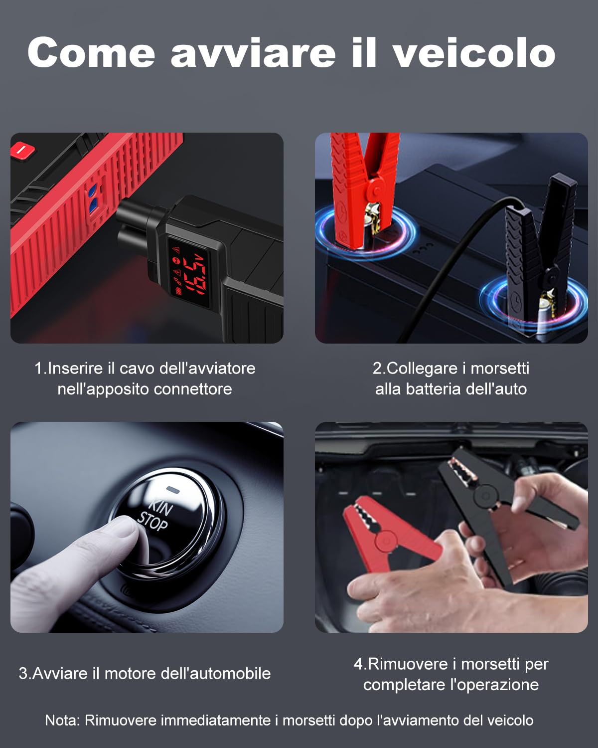 Booster Avviamento Auto con Compressore,Avviatore Batteria Auto 7000A,12V Starter Batteria Auto (8.0L Diesel/10.0L Benzina),Booster Batteria Auto Portatile con Torcia a LED, Display LCD