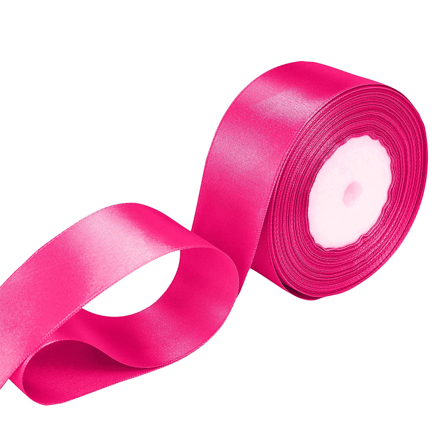 WedDecor Shocking Pink Ribbon for Gift Wrapping, 50mm x 25 Metres Double Sided Polyester Satin Ribbon Roll for Christmas, Wedding, Crafting, Sewing, Hair Bow, Birthday Cake Decoration — image 1