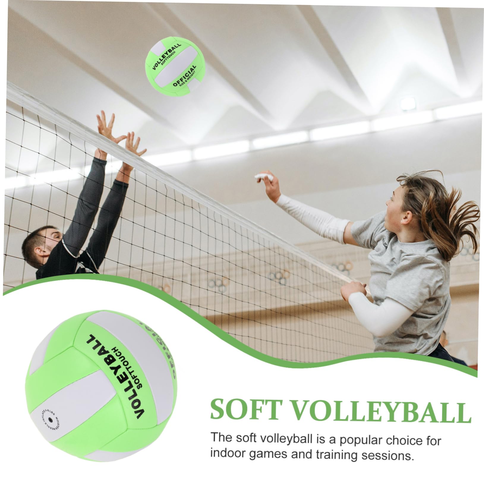 VANZACK Soft Indoor Volleyball Practice Ball for Training Durable Elastic Material Eye Catching Colors for Easy Court Identification for Beginners and Competitions