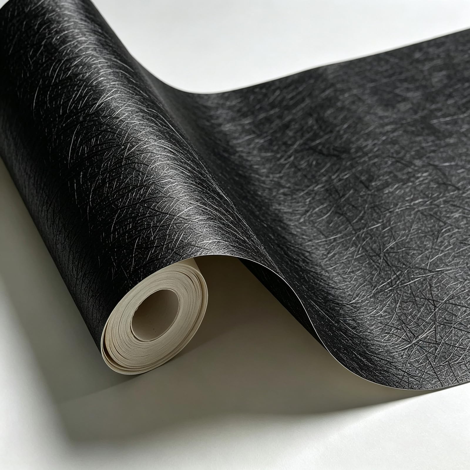 Carta da Parati Impermeabile Rimovibile Moderna Minimalista Facile da Pulire Adesiva Decorativa per Pareti TV Soggiorno Sfondo Divano, Black, 60cmx10m
