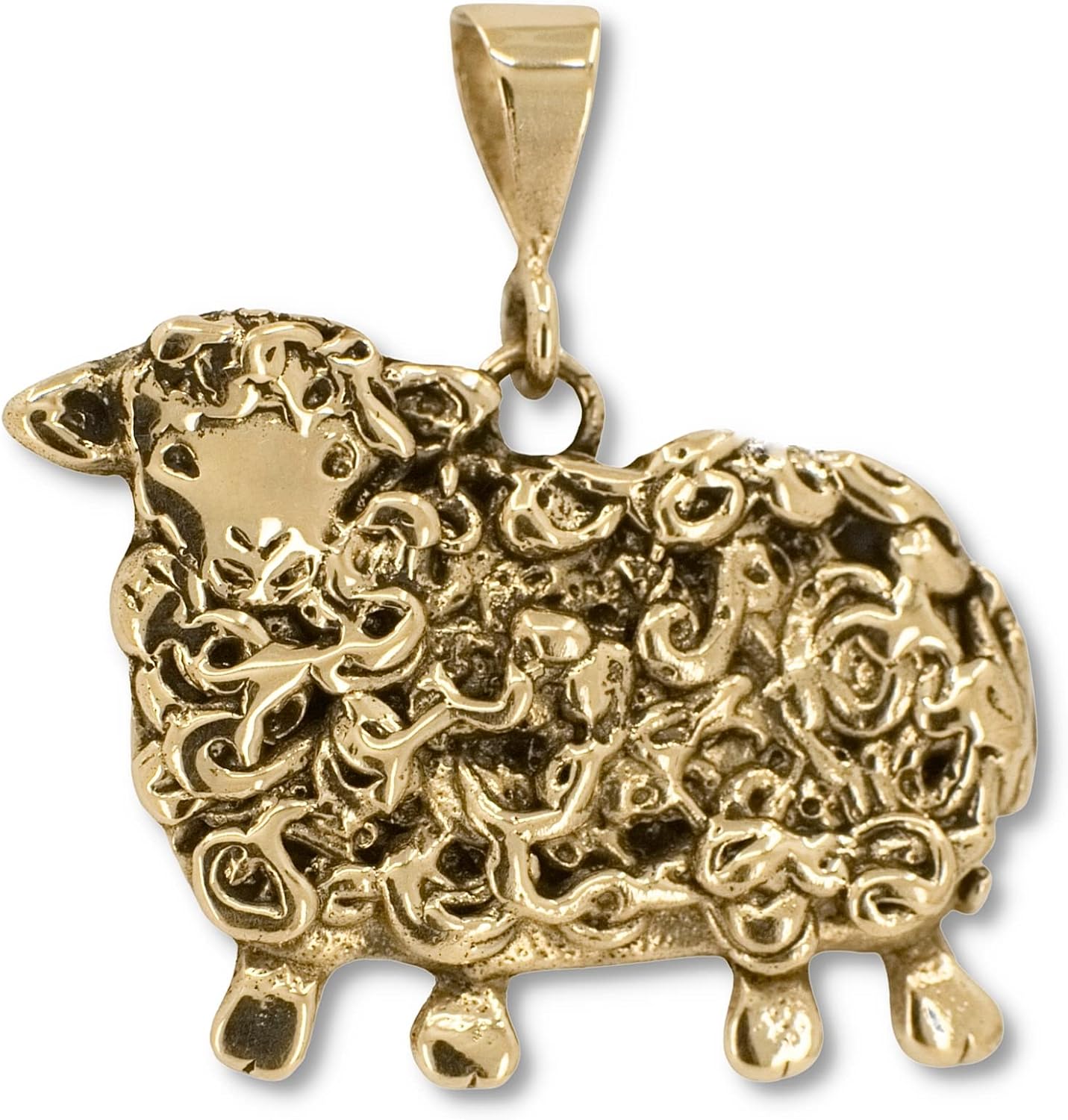 14k Gold Sheep Large Pendant - Handcrafted Farm Animal Jewelry
