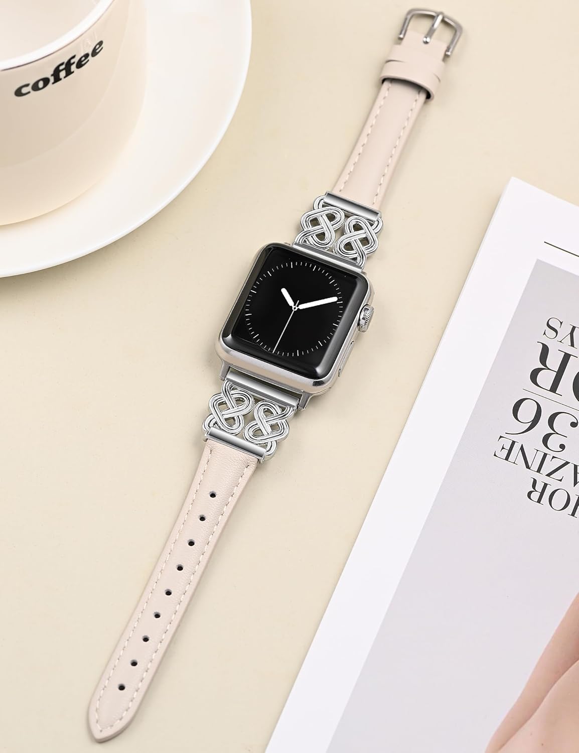 TOYOUTHS Leather Band Compatible with Apple Watch Bands Women 38/40/41/42/44/45/46/49mm Dressy Slim Leather Strap with Designer Heart Knot Buckle for iWatch Series 11 10 9 8 7 6 5 4 SE/Ultra 3 2 1 - Image 4