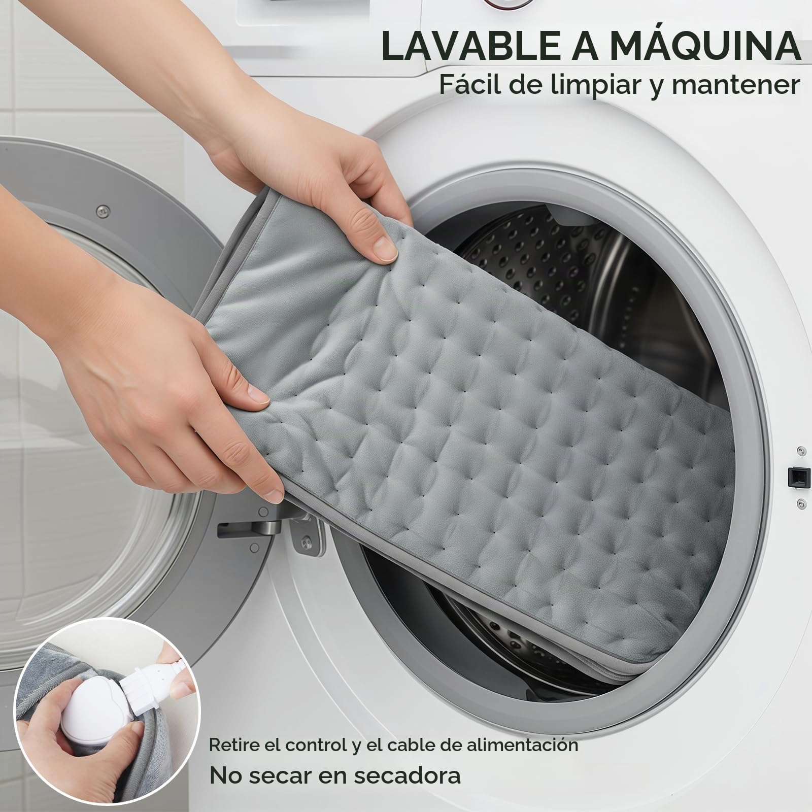 Qoosea Manta Eléctrica Pies con Cremallera - 6 Temperaturas, 4 Temporizadores, Seguridad - Lavable a Máquina para Hogar, Oficina, Pies Fríos y Artritis