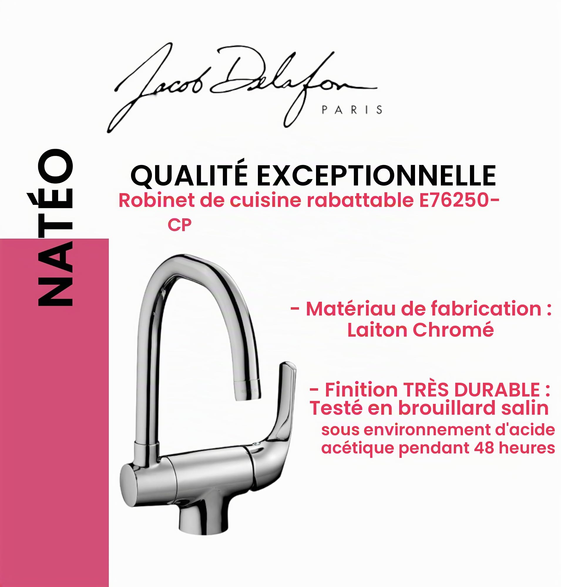 Mitigeur évier nateo bec tube E76250-CP
