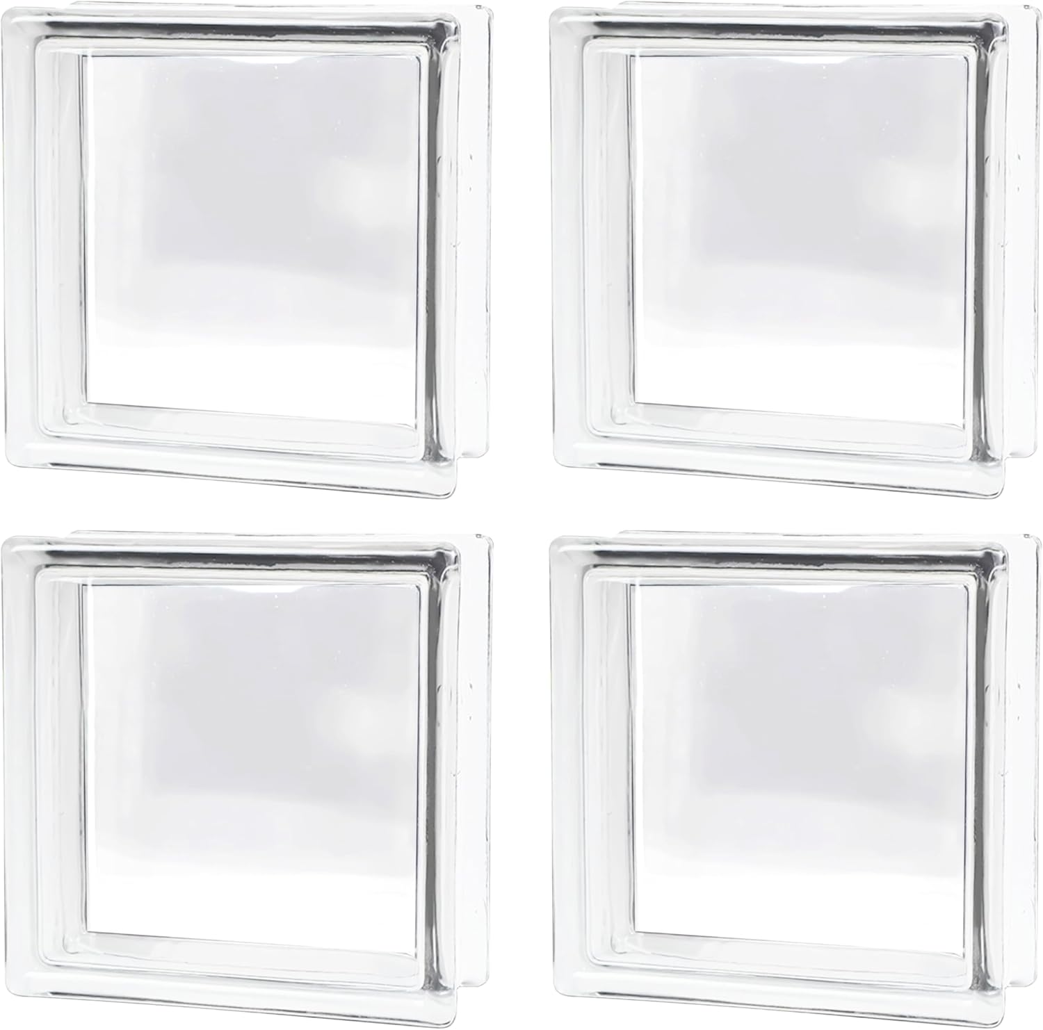 4 Pack-7.48"x7.48"x3.54" High Fully Transparency Square Hollow Glass Brick - Used in Building Fields Such as Restaurant partitions,bathrooms,as Well as for DIY Lighting fixtures etc
