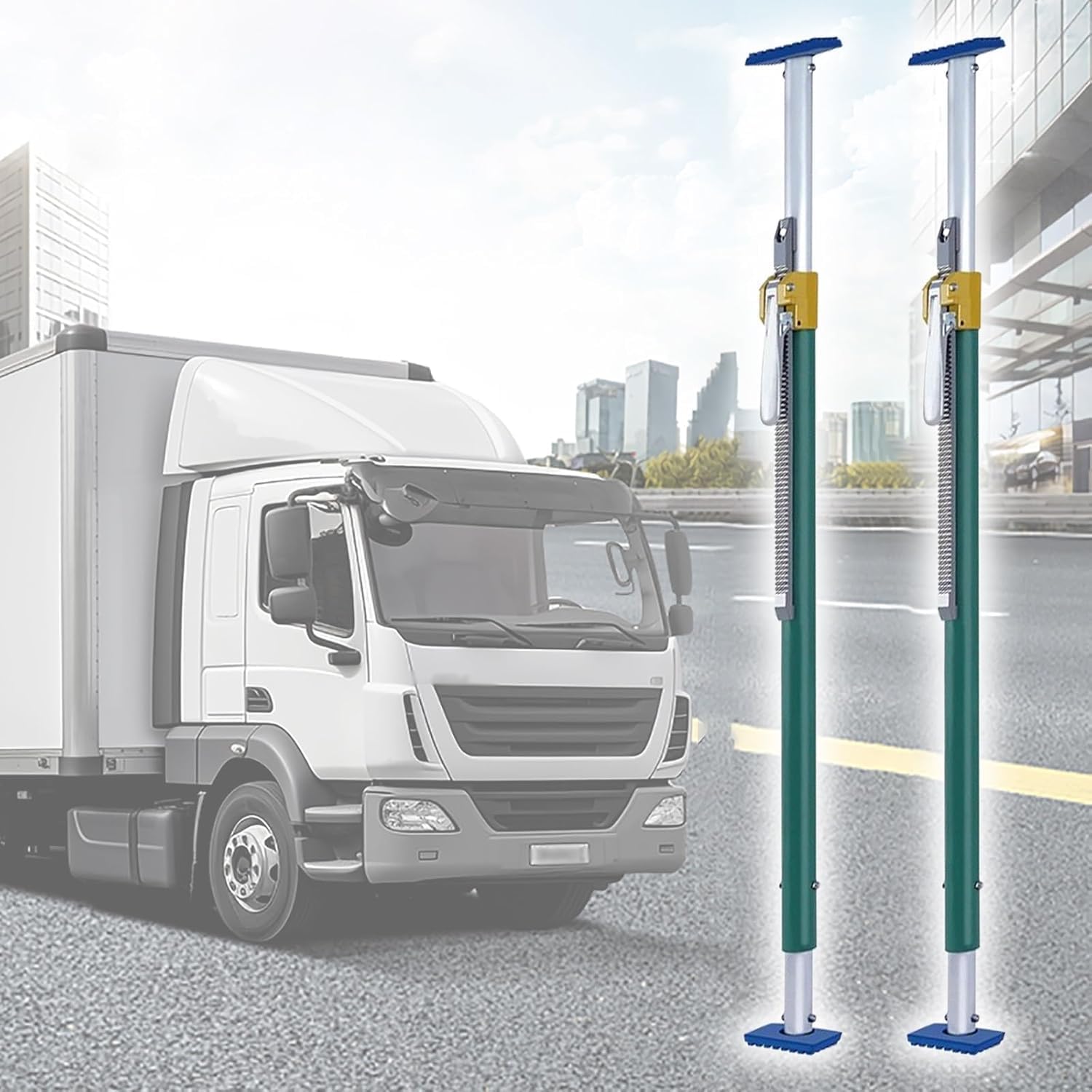 Steel Cargo Stabilizer Bar for Truck Compartment, Heavy Duty Ratcheting Cargo Bar Truck Bed, Thicker Load Locks Semi Trailer with Anti-Skid Rubber Pads Easy to Install(Silver-2pcs,2.1~2.48m)