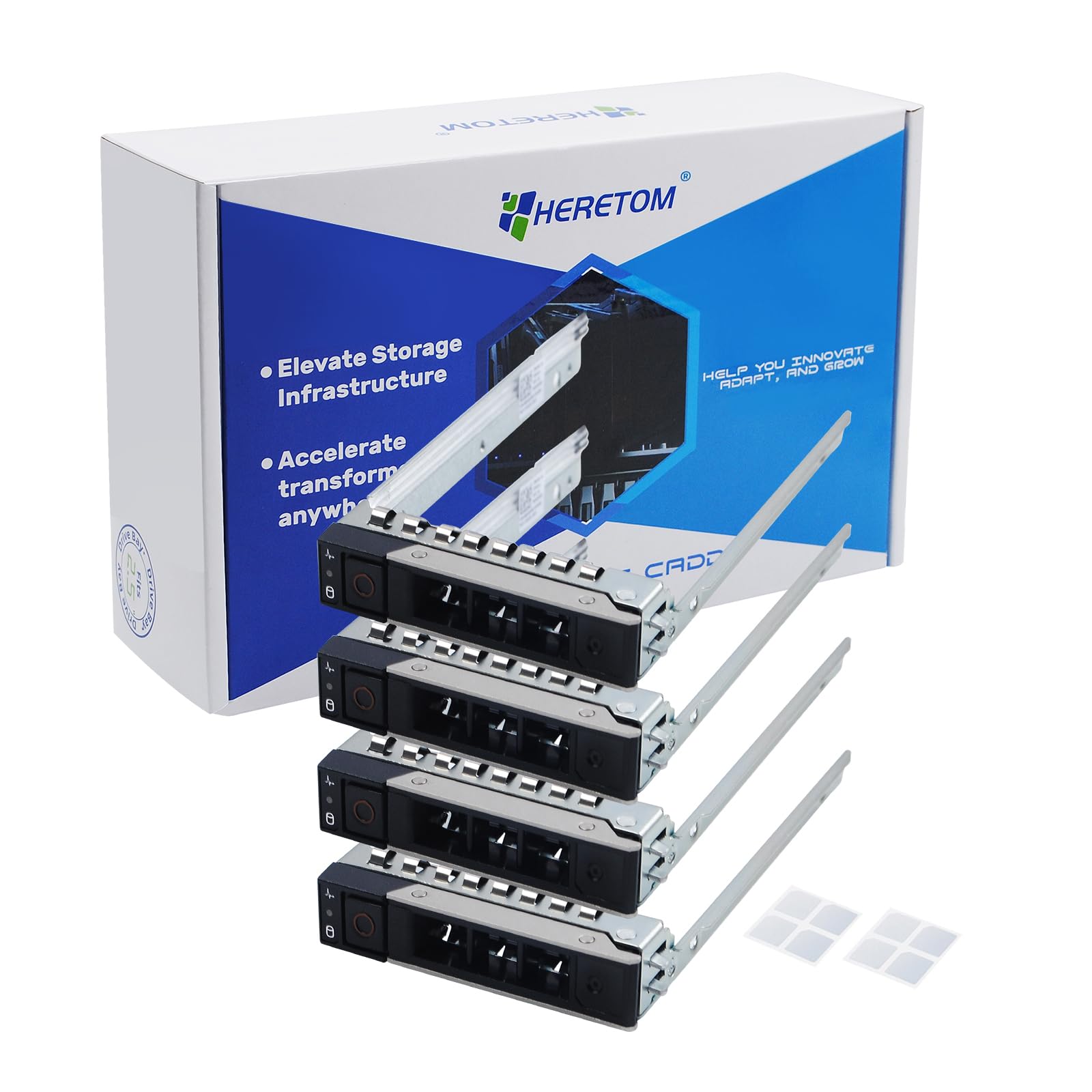 Heretom 4-PACK 2.5 inch 14th Gen DXD9H Hot Swap SAS SATA HDD Tray Caddy For Dell XC640-4 XC6420-6 R340 R440 R640 R740 R840 R940 R940xa R6415 R7415 R6515 R7525