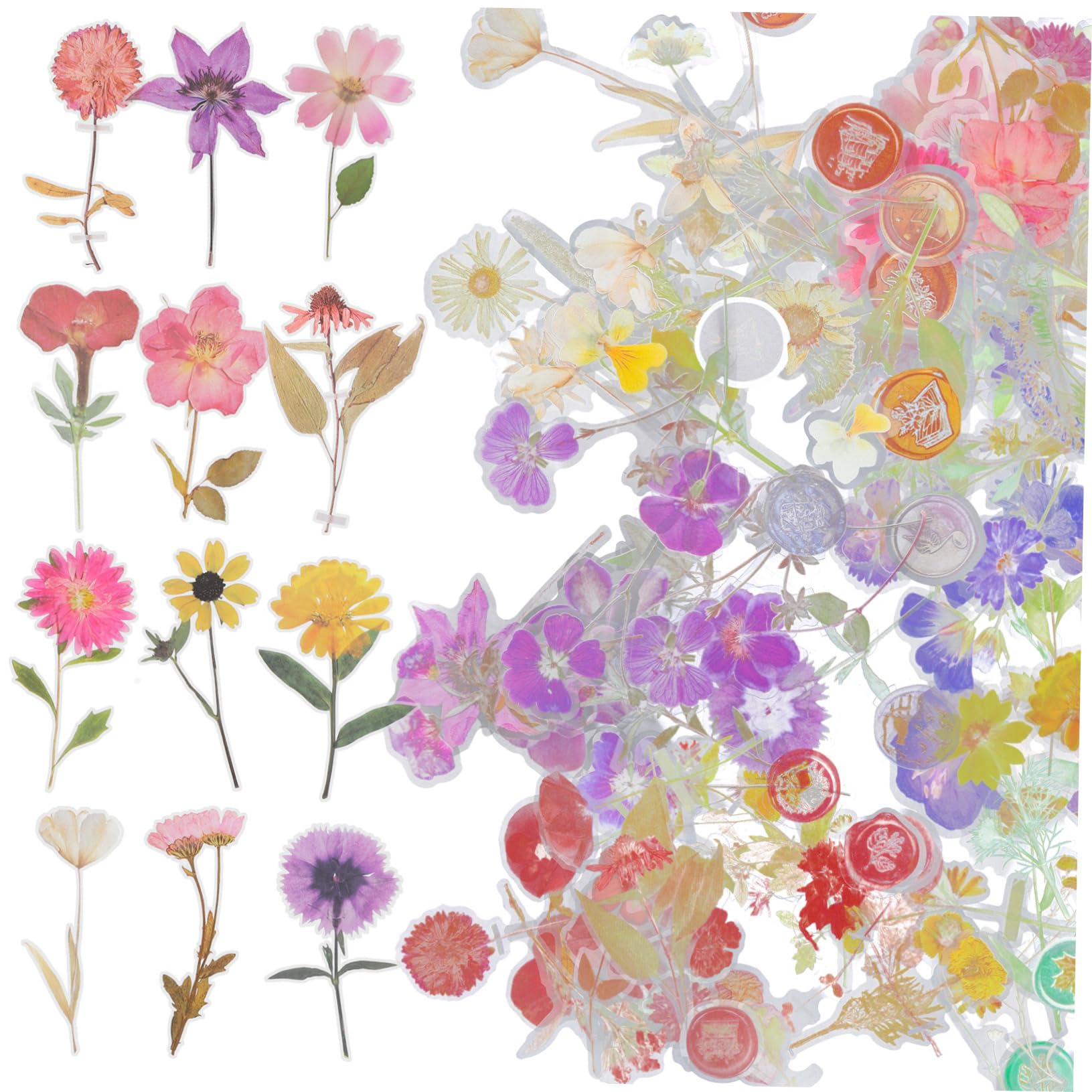 DOITOOL 3 Series Pegatinas Decorativas De Flores Pack De Stickers Elegantes Para Scrapbooking Y Manualidades Para Decoración De Diarios Y Álbumes De Usar Y Almacenar 6 Paquetes*3