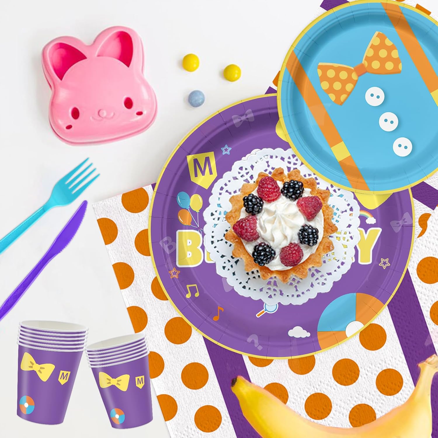 168PCS English Teacher Party Supplies for Boys Girls Purple Cartoon Teacher Themed First Birthday Party Decorations with Paper Plates Cups Tableware Set for 24 Guests - Image 2