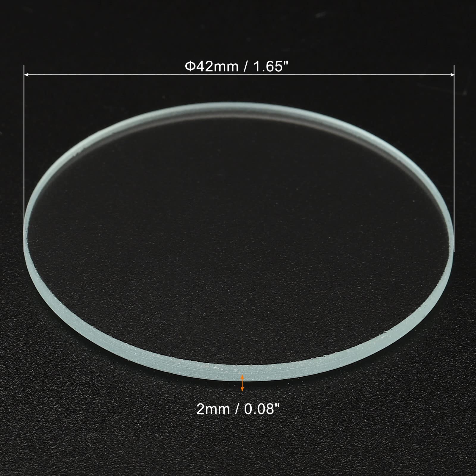 PATIKIL 1.65x0.08 Dia Torcia Vetro Obiettivo, 2pz Lucido Bordo per LED Luce Sorgente, Portatile Torcia Elettrica Sostituzione, Trasparente