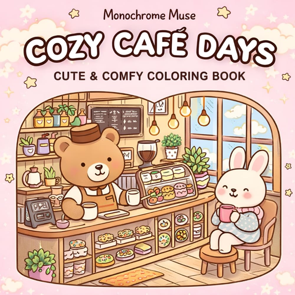 Cozy Café Days: Bold and Easy Relaxation Coloring Book with Simple Designs for Adults and Teens – Cozy Café Scenes for Stress Relief and Mindful Coloring (Simple Cozy Scenes)