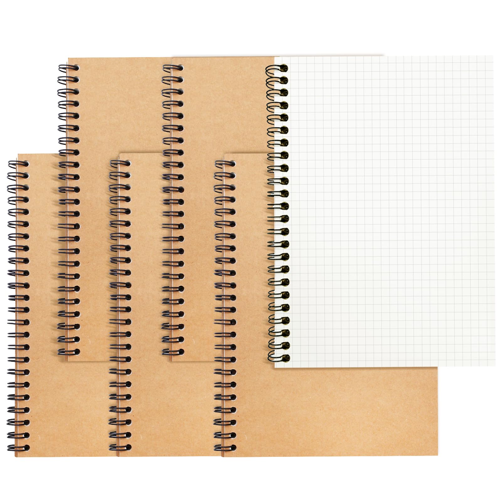 RITOLLO A5 Squared Spiral Notebooks, 6 Pack – 5mm Graph Paper, 120 Pages per Notebook, Wirebound Notepads for School, Work & Journaling (Squared) — image 1