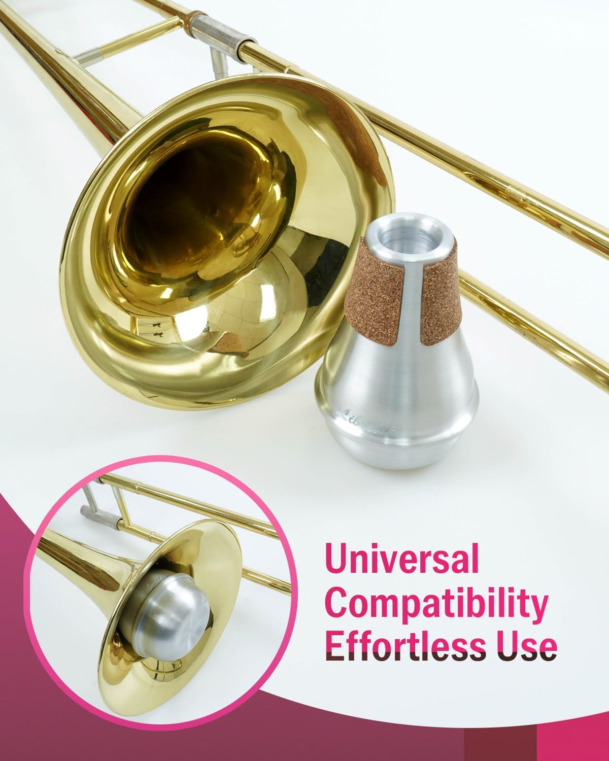 Libretto Aluminum Practice Mute for Trombone – Lightweight Practice & Performance Mute for Student and Professional Players