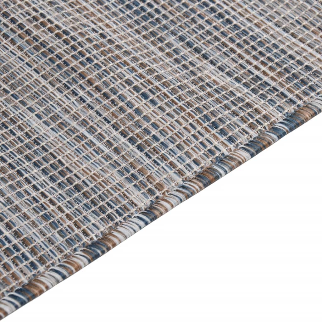 INLIFE Alfombra para exterior de tejido plano, 140 x 200 cm, color marrón y negro