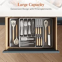 Vista 3 de Lifewit Silverware Organizer for Kitchen Drawers, Expandable Utensil Tray with Removable Knife Block, Adjustable Cutlery and Flatware Holder