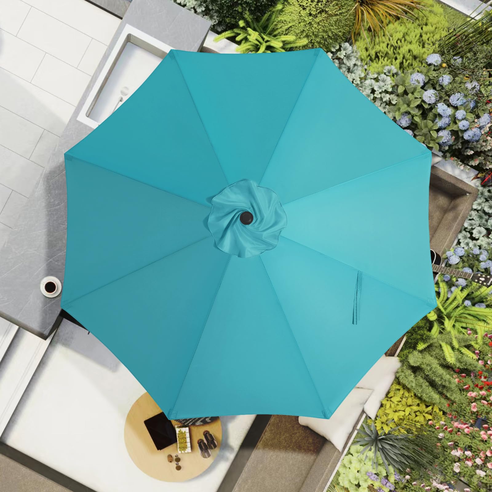 MASTERCANOPY Patio Umbrella 10 ft Replacement Canopy for 8 Ribs-Turquoise Canopy Only