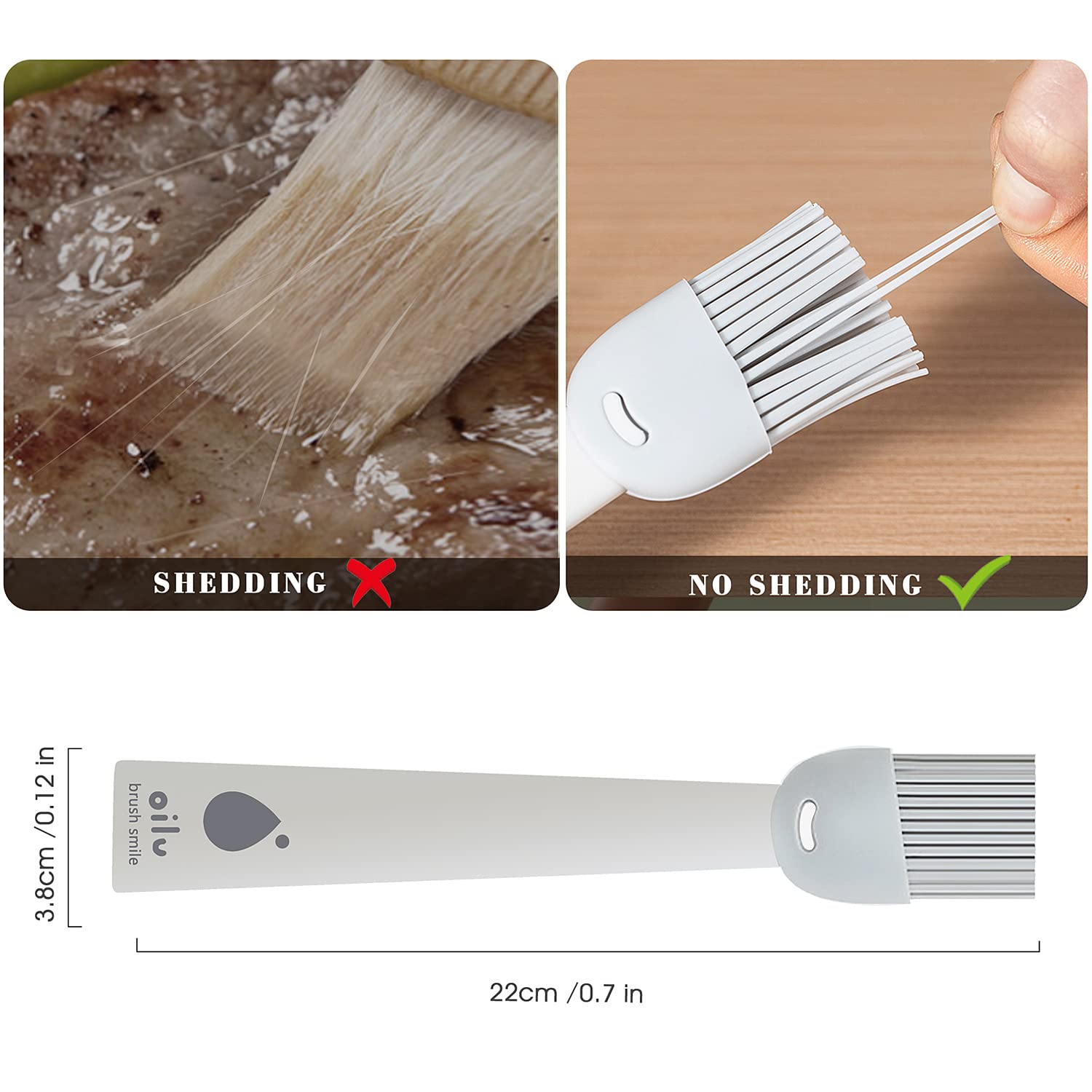 Silicone Basting Brush and Pastry Brush for Baking, Spread Butter Sauce Silicone Grill Brush, Turkey Baster, Kitchen Cooking Brush (Brown and White)