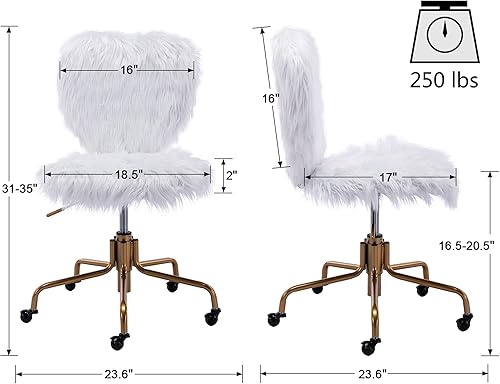 Miniatura 2 de VESCASA Silla de escritorio giratoria ajustable para oficina en casa con bonito diseño en forma de corazón, cómoda silla de trabajo de terciopelo