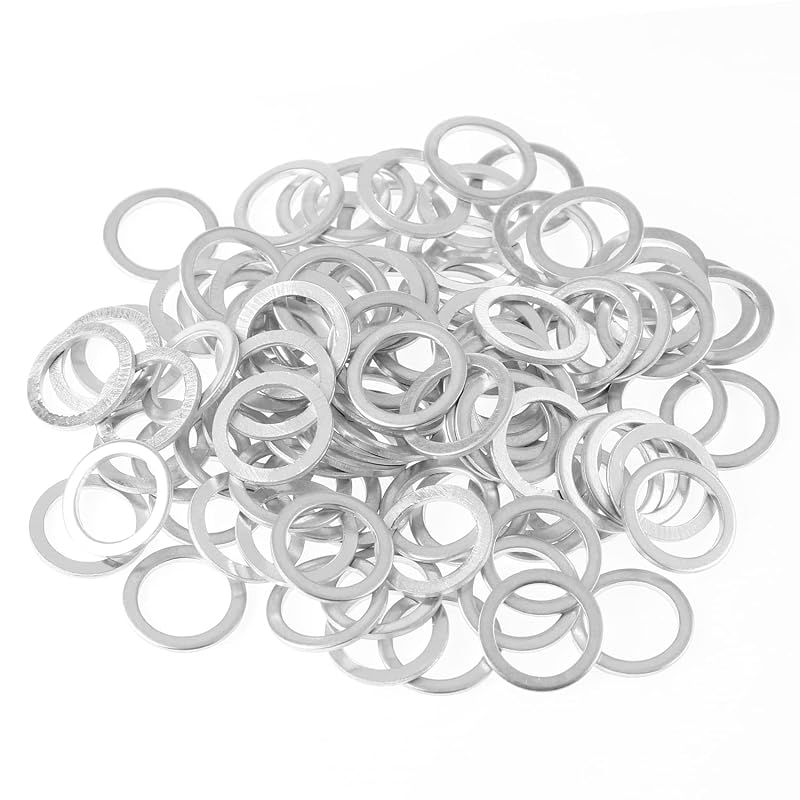Junta do bujão de óleo HELIFOUNER M10 x 14 x 1,0 mm de alumínio – 100 unidades