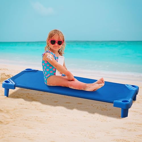 Miniatura 7 de Giantex 6 catres apilables para guardería, 51 pulgadas de largo x 22.5 pulgadas de ancho, con esquinas de fácil levantamiento, cunas portátiles para