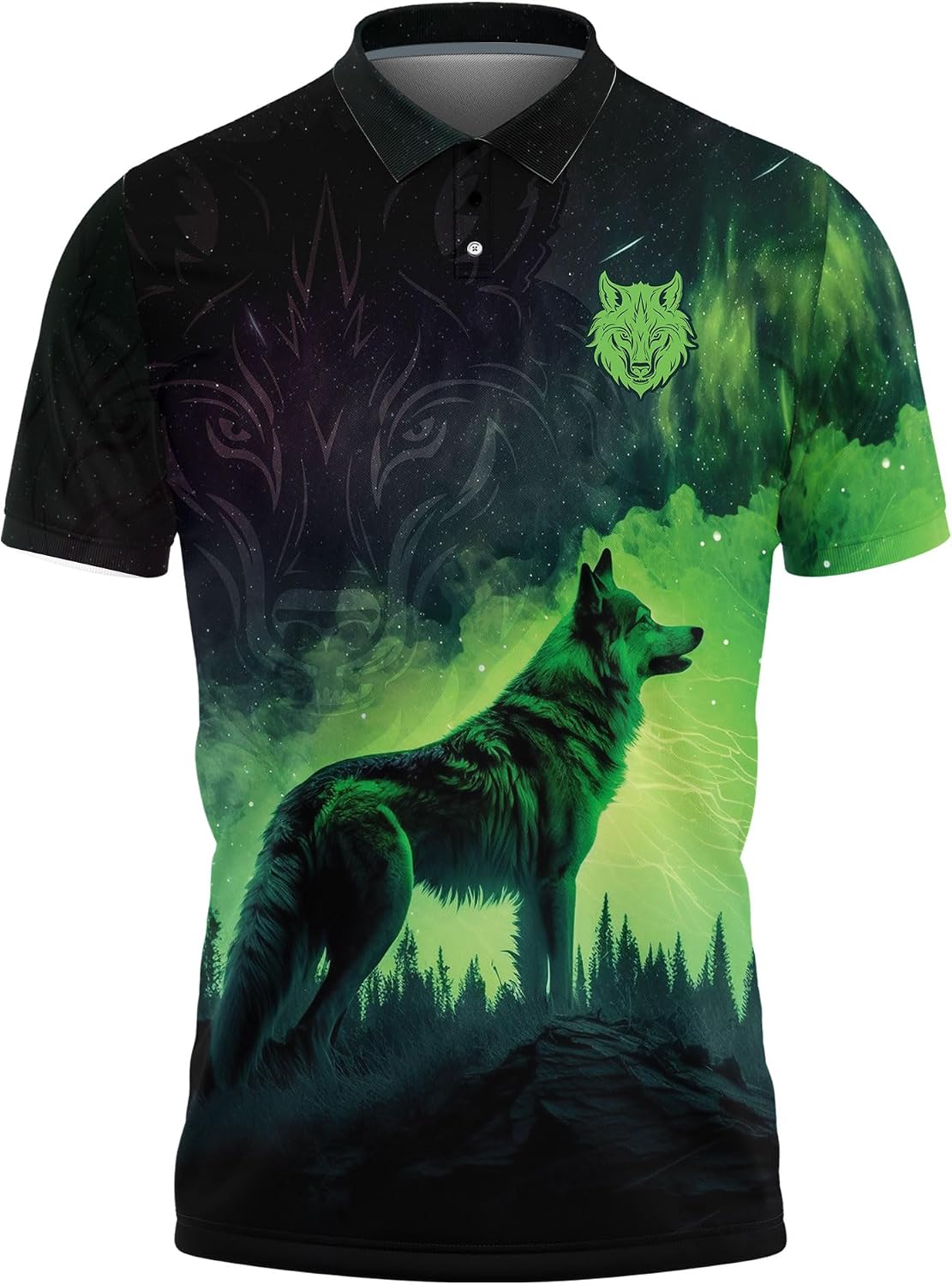 Wolf Lovers Golf Polo Shirts for Men - Mighty Wolf Mens Polo Shirts Short Sleeve Regular Fit Series 129