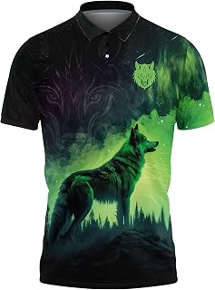Wolf Lovers Golf Polo Shirts for Men - Mighty Wolf Mens Polo Shirts Short Sleeve Regular Fit Series 129