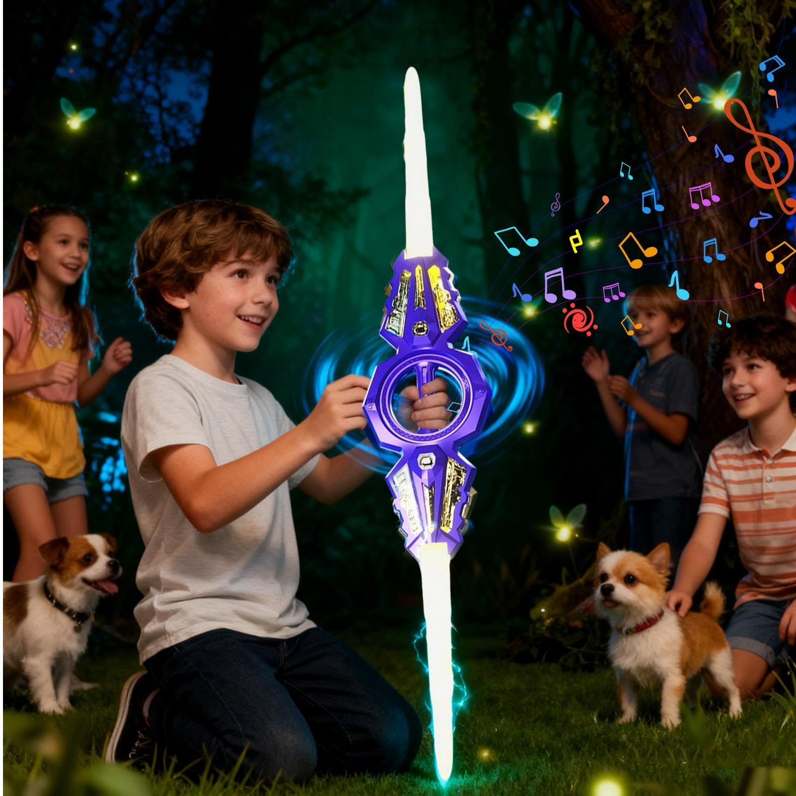 Générique Lumineux avec Son – Lumineux à Double Lame de Couleur Arc-en-, rétractables 7 Couleurs | Ssabre, de Combat FX Dueling pour garçons