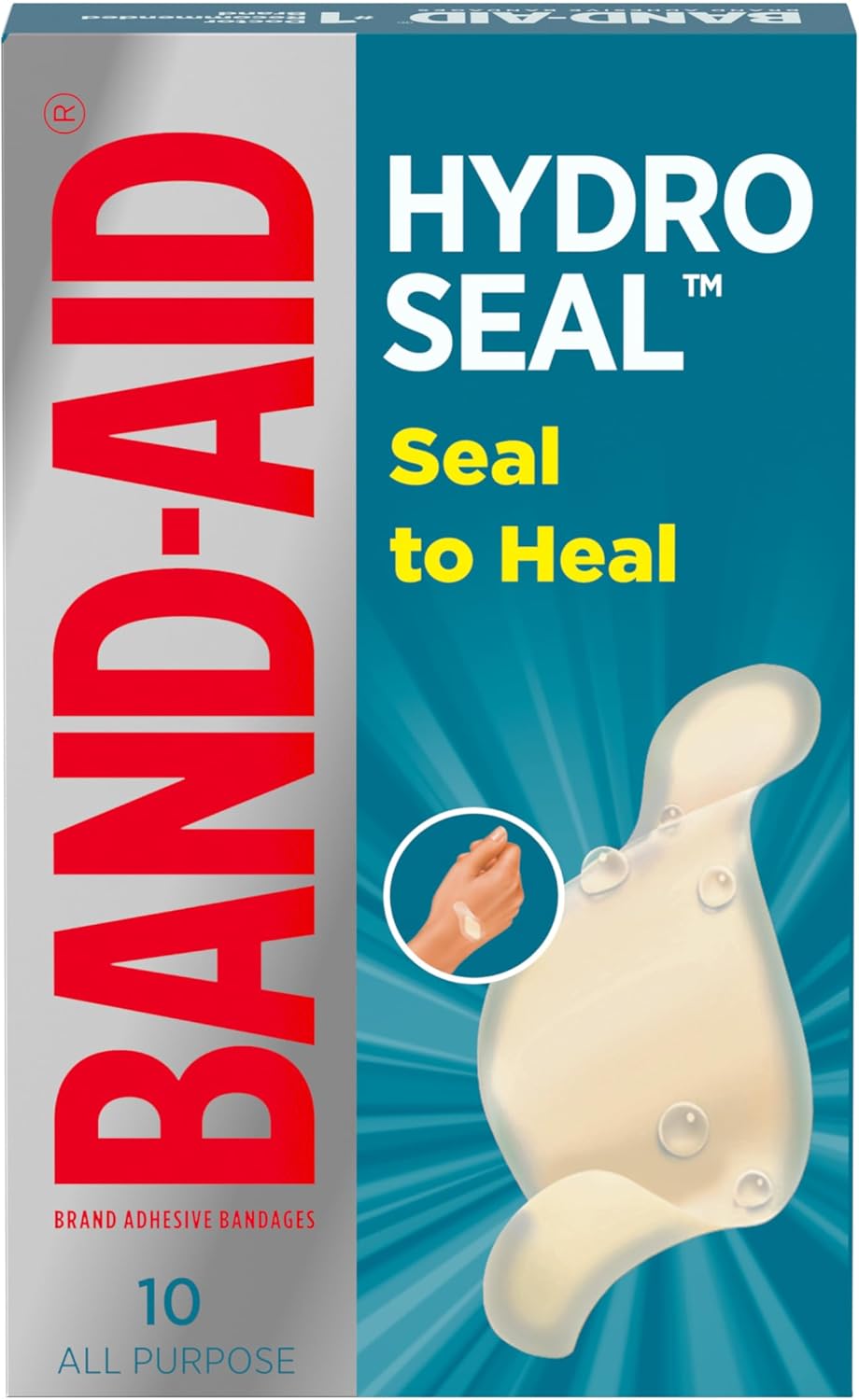 Band-Aid Brand Hydro Seal Waterproof Adhesive Bandages All Purpose 10ct