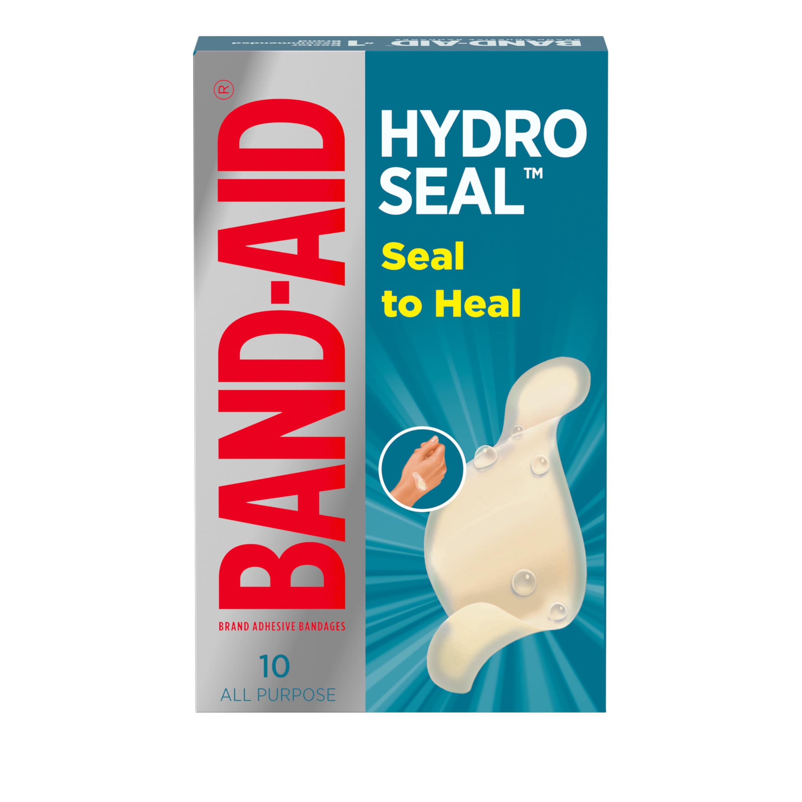 BAND-AID Brand Hydro Seal Adhesive Waterproof Bandages, Hydrocolloid Gel Patch for First Aid, Faster...