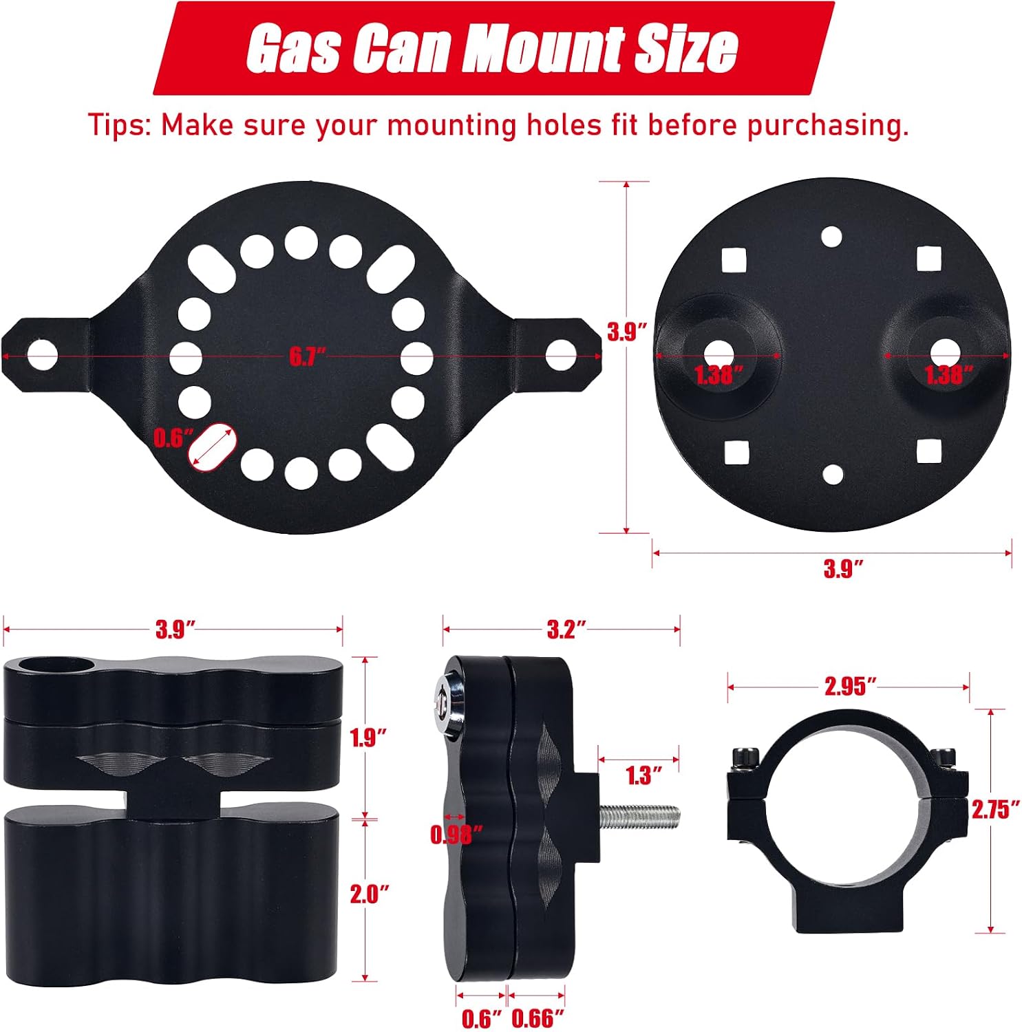 UVT ATV Gas Water Can Mount Bracket with Key Lock Kit For Polaris Jeep