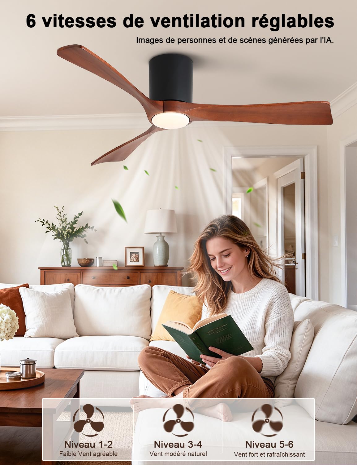 Ventilateur de plafond avec éclairage et télécommande