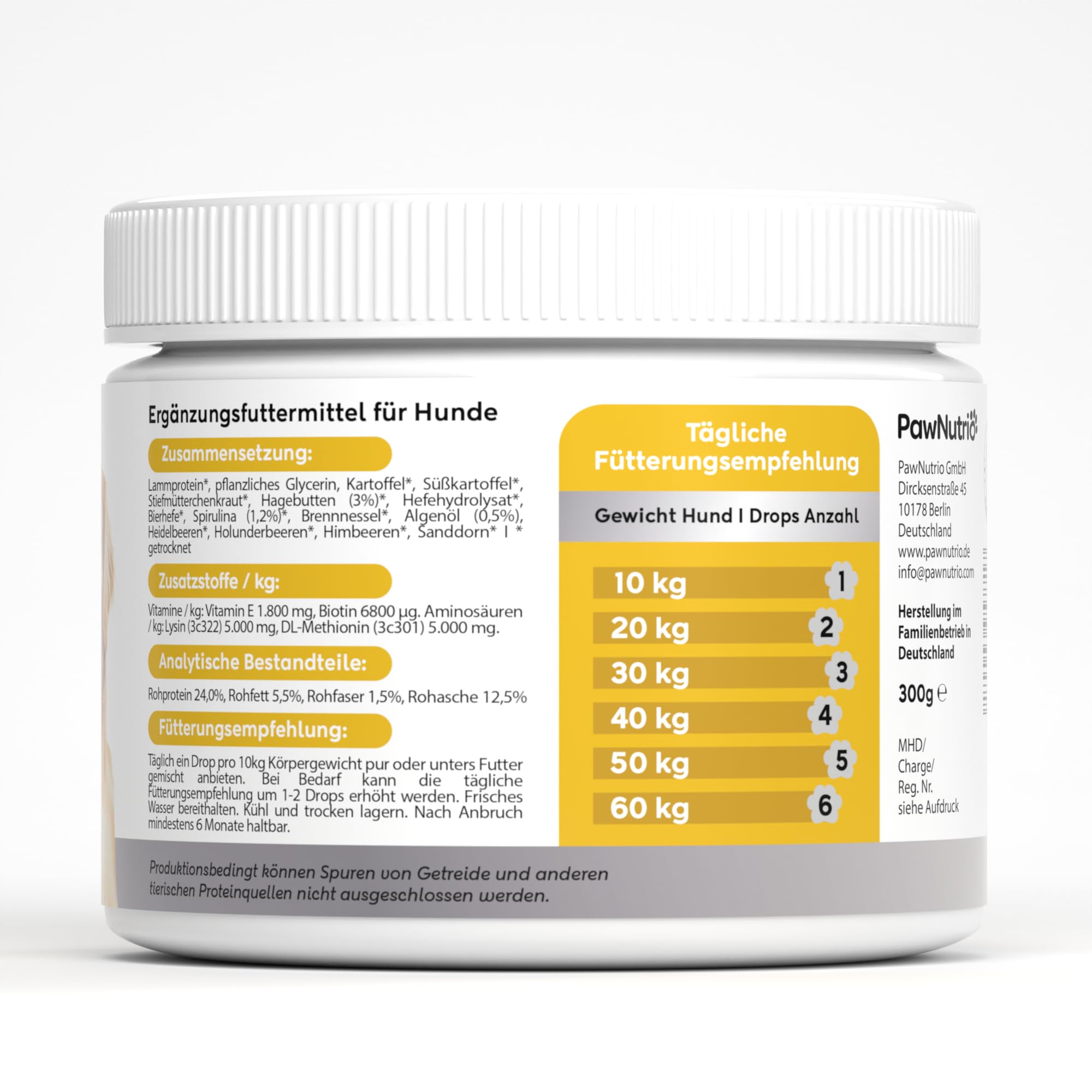 Haut & Fell Drops mit Algenöl (Omega 3) für Hunde I gegen Juckreiz, Haarausfall & trockene Haut I für glänzendes Fell mit Biotin, Bierhefe, Vitamin E I 100% natürlich I ca. 120 STK.