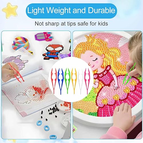 Vista 23 de 60 pinzas de plástico surtidas, 4.3 pulgadas, herramientas de pinzas para manualidades, proyectos de cuentas, hechos a mano, para niños, adultos
