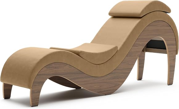 Supervio Tantric Chaise - Walnut & Distressed Faux Leather with Cuff Kit Restraints, Buckskin