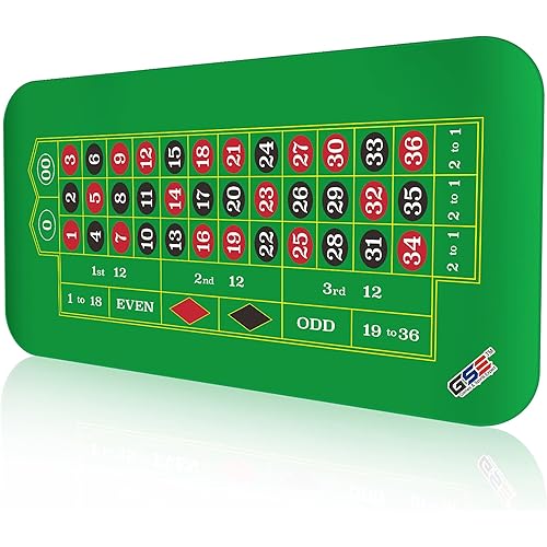 GSE Games & Sports Expert Casino Roulette Tabletop Layout Mat with Carrying Bag, Non-Slip Rubber Roulette Table Top Mat for Family/Friends Parties, Casino Night