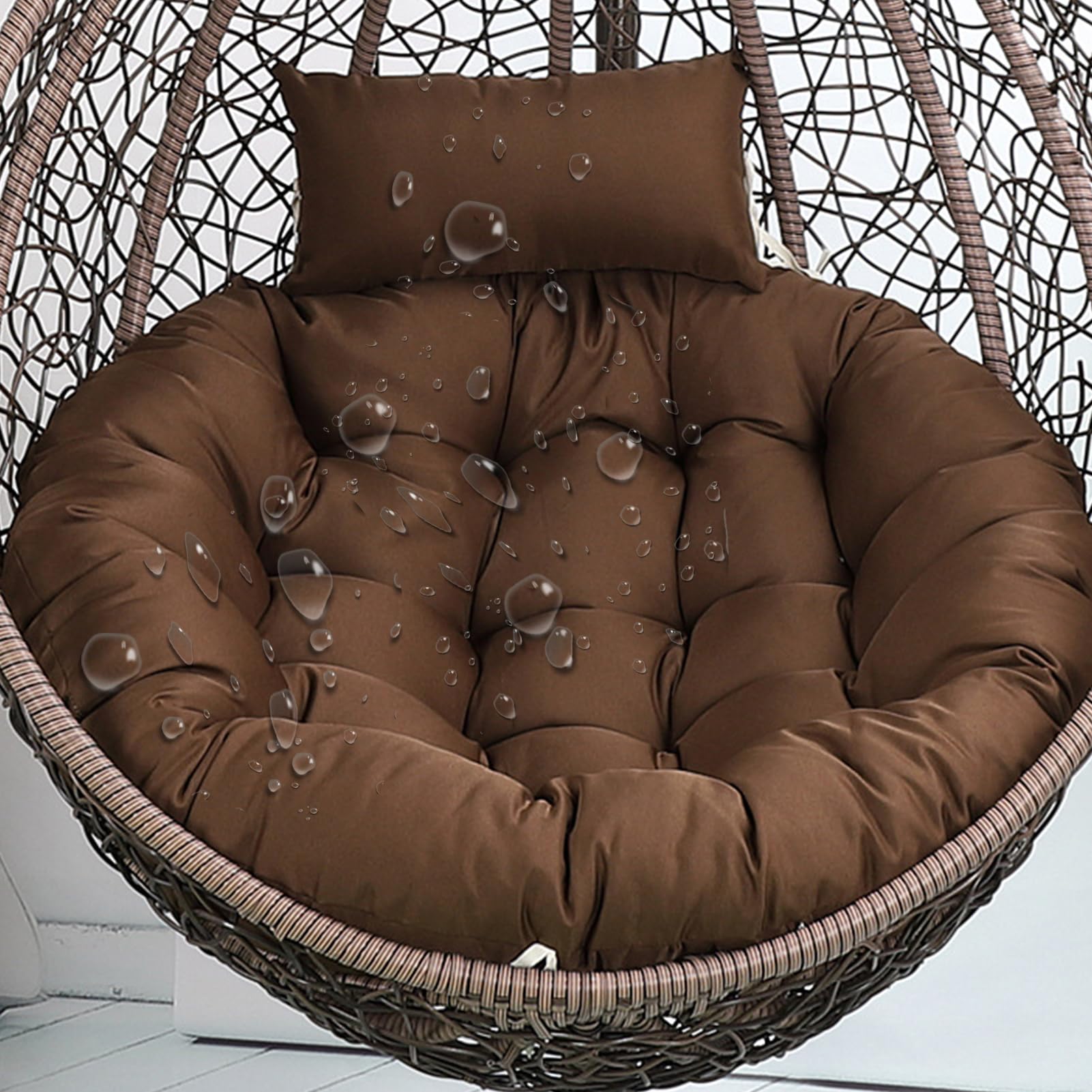 Aocase Egg Chair Cushion Only Replacement - Large Thick Washable Seat Pad & Pillow for Indoor/Outdoor Hanging Swing Basket Chairs, Garden Patio Mat Pads with Zipper (Cushion Only),NO04,120×120cm
