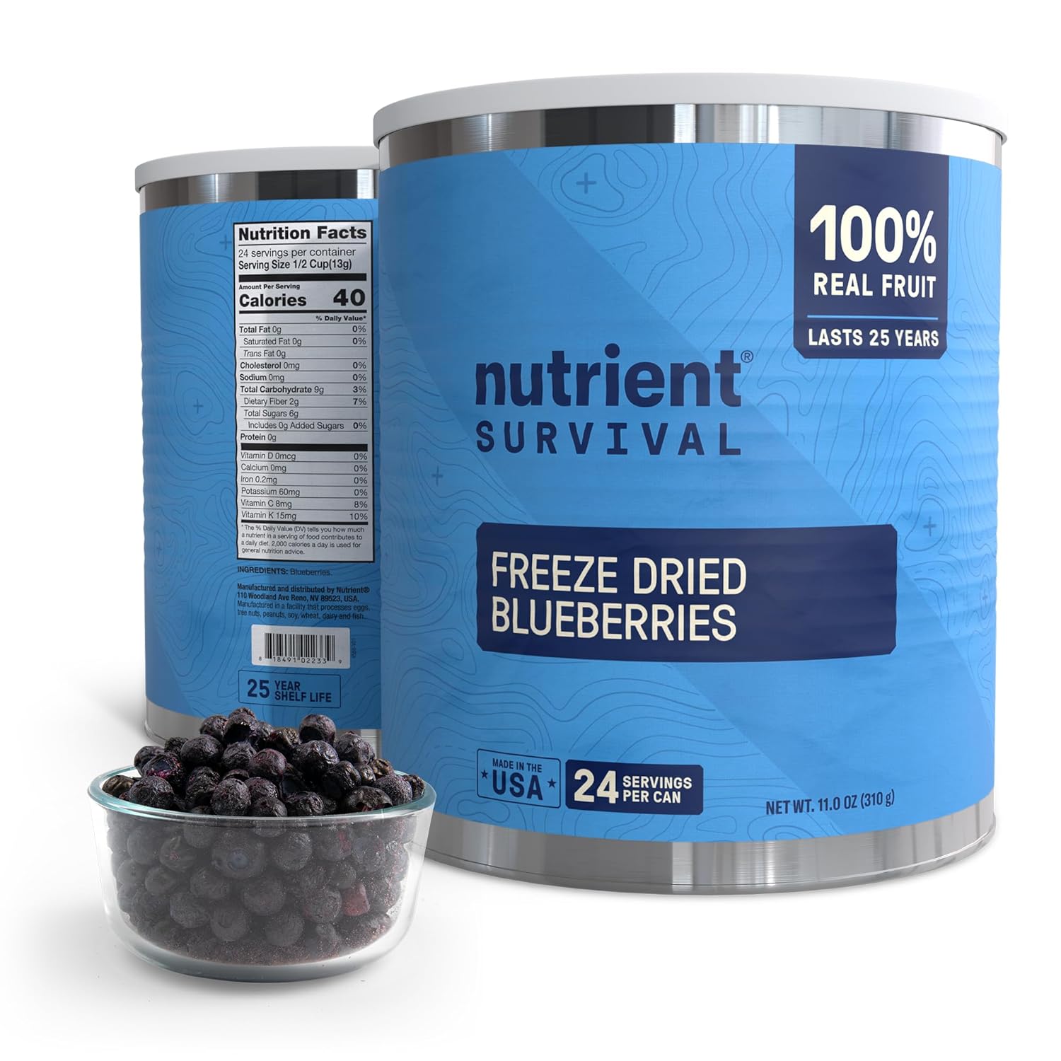 Freeze-Dried Blueberries - #10 Can | 25-Year Shelf Life | Emergency Food