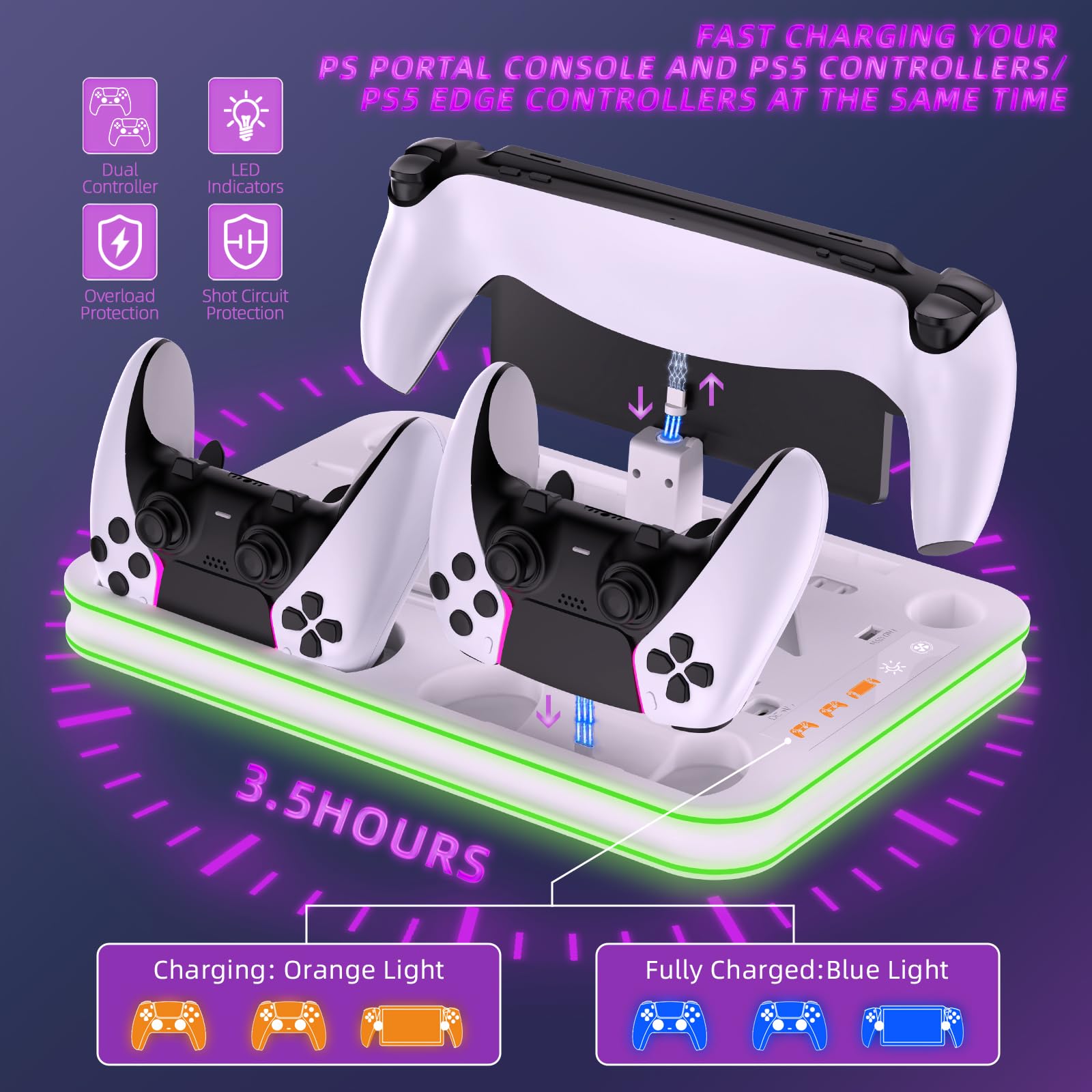 Supporto e stazione di raffreddamento per PS5 / PS5 Slim / PS5 Pro con controller LED stazione di ricarica