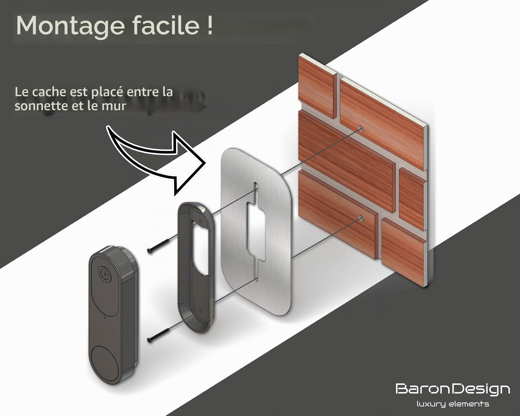 Grille en acier inoxydable | Accessoire pour sonnette vidéo Reolink | Batterie, 5MP, Ultra HD, 2K, 4MP, WiFi, PoE, batterie | Support, bouclier, plaque pour sonnette sans fil