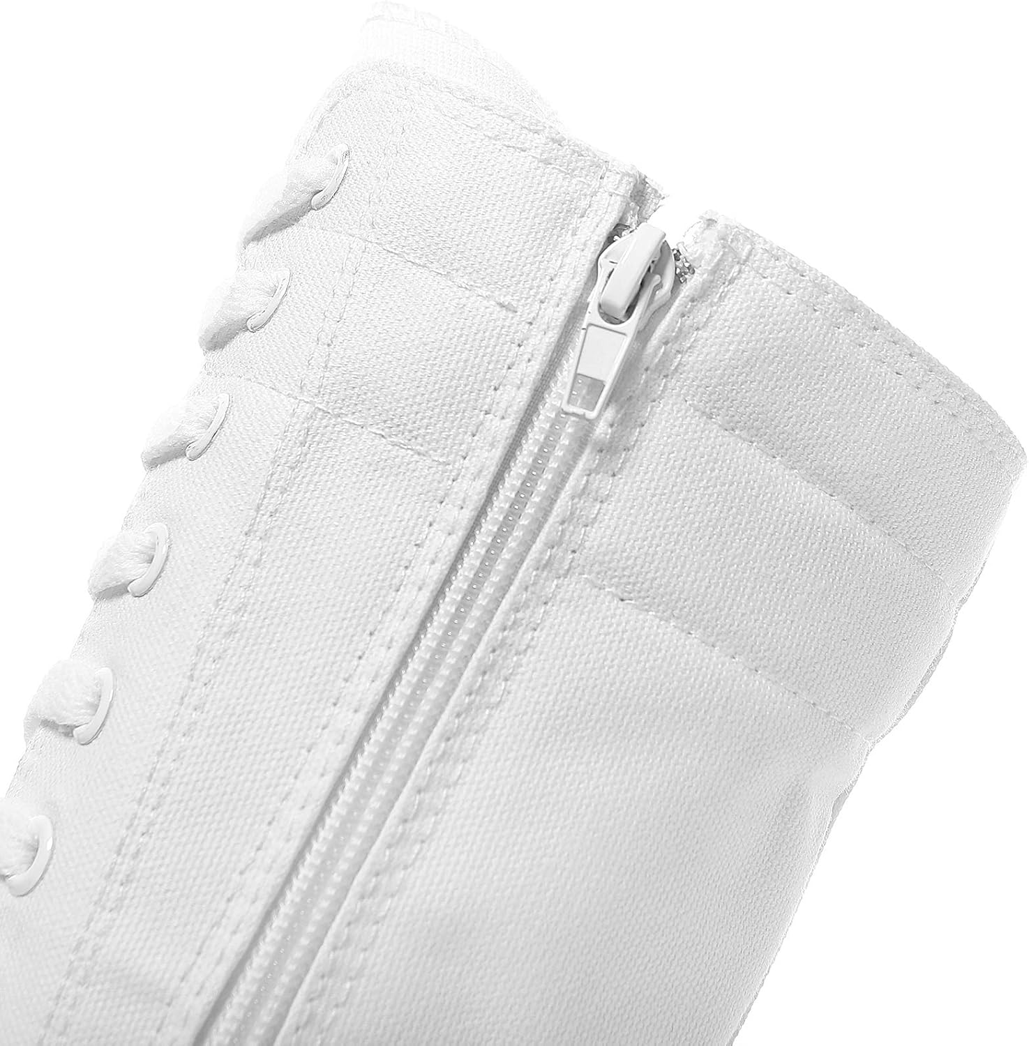 ANUFER Girls Women Fashion Canvas Knee Boots Pure Black Zip Dance Boots