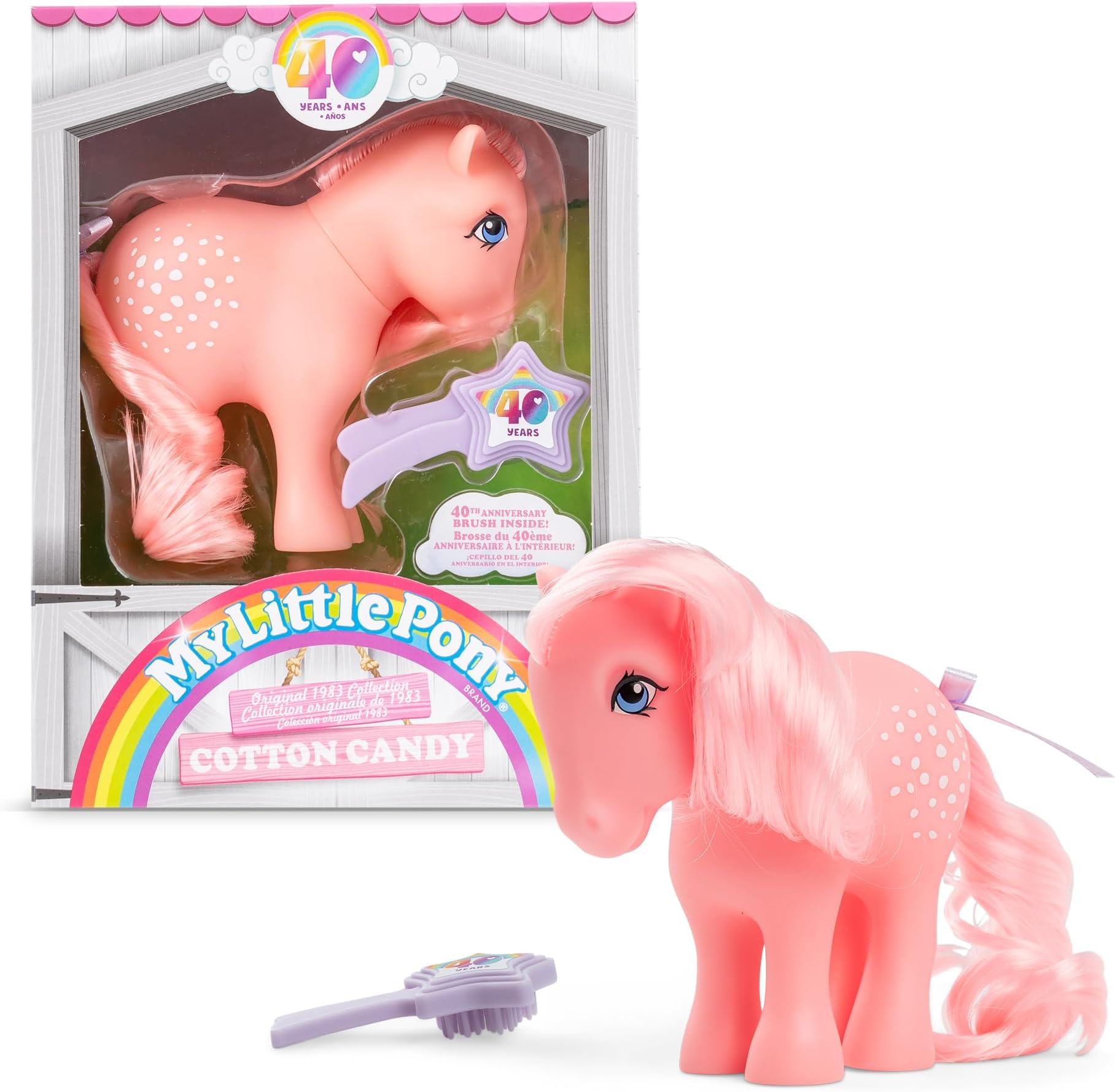 Basic Fun My Little Pony | Cotton Candy Classic Pony | Retro Horse Gifts for Girls and Boys, Collectable Vintage Horse Toys for Kids, Unicorn Toys for Boys and Girls Ages 4 35324