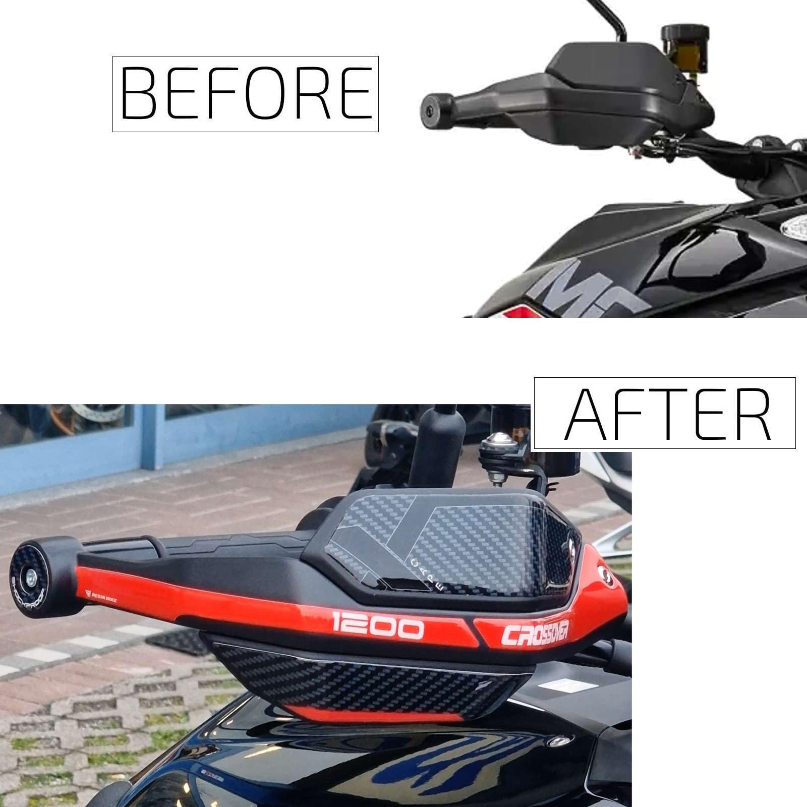 Resin Bike Adhesivos de Moto Compatibles con Moto Morini X-Cape 1200 2025-2026. Protección Paramanos de Choques y Arañazos de Moto. Pegatinas 3D Resinadas Made in Italy